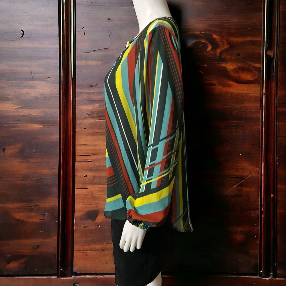 Chaus New York Long Sleeve
Multicolor Striped V-Neck Shirt - Picture 3 of 13
